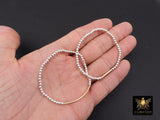 Mixed Metal Beaded Bar Bracelet, 925 Sterling Silver and  14 K Gold Filled Stretchy Curve Tube Bar Stacking Bracelets, Handmade - #14 Silver/Short Bar / 7.5~8 Inches