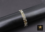 14 K Gold Filled Beaded Bar Bracelet, 925 Sterling Silver Mixed Metal Stretchy Short Tube Bar Stacking Bracelets, Handmade