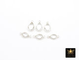 Silver Clear Teardrop Connectors, Gold Over 925 Sterling Silver Charms # 3663, Oval Clear Crystal Quartz Links