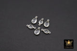 Silver Clear Teardrop Connectors, Gold Over 925 Sterling Silver Charms # 3663, Oval Clear Crystal Quartz Links