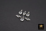 Silver Clear Teardrop Connectors, Gold Over 925 Sterling Silver Charms # 3225, Oval Clear Crystal Quartz Links