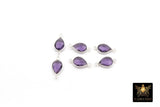 925 Silver Amethst Teardrop Connectors, 925 Sterling Silver Links # 3662, Oval Purple Links