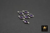 925 Silver Amethst Teardrop Connectors, 925 Sterling Silver Links # 3662, Oval Purple Links
