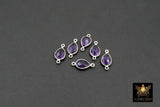 925 Silver Amethst Teardrop Connectors, 925 Sterling Silver Links # 3662, Oval Purple Links