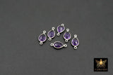 Silver Purple Teardrop Connectors, 925 Sterling Silver Links # 3225, Oval Amethst Links
