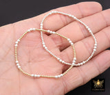 Mixed Metal Beaded Bracelet, 925 Sterling Silver and 14 K Gold Filled Sparkle Stardust Stretchy Women's Bangle, Stacking Bracelets