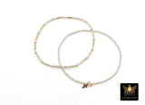 Mixed Metal Beaded Bar Bracelet, 925 Sterling Silver and  14 K Gold Filled Stretchy Charms Stacking Bracelets, Handmade Cross Bracelet