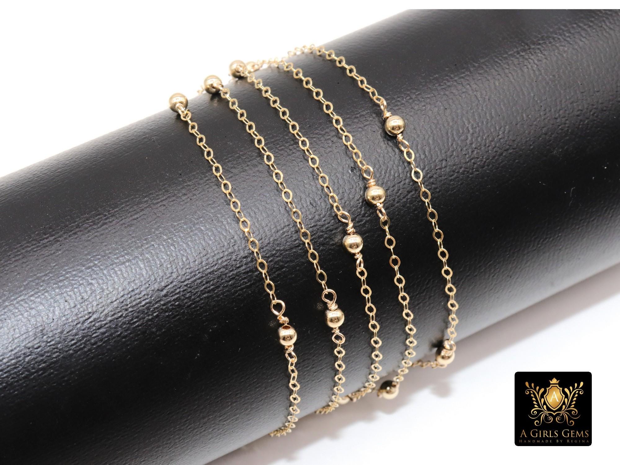 14 K Gold Filled Satellite Chains, Fancy Cable with 3 mm beads CH# 925, 14 20 Unfinished By Foot