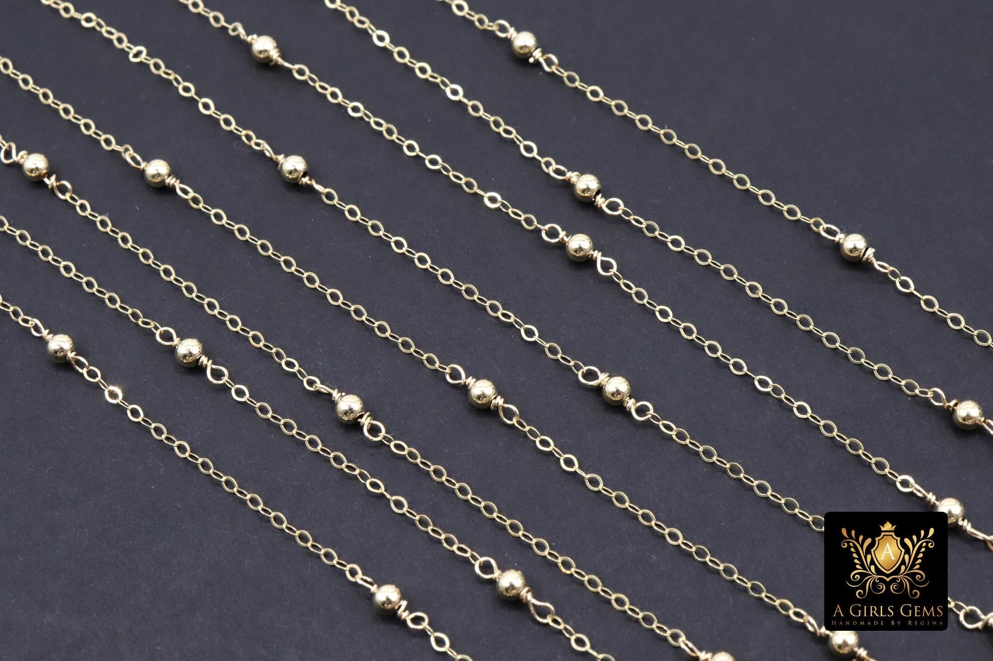 14 K Gold Filled Satellite Chains, Fancy Cable with 3 mm beads CH# 925, 14 20 Unfinished By Foot