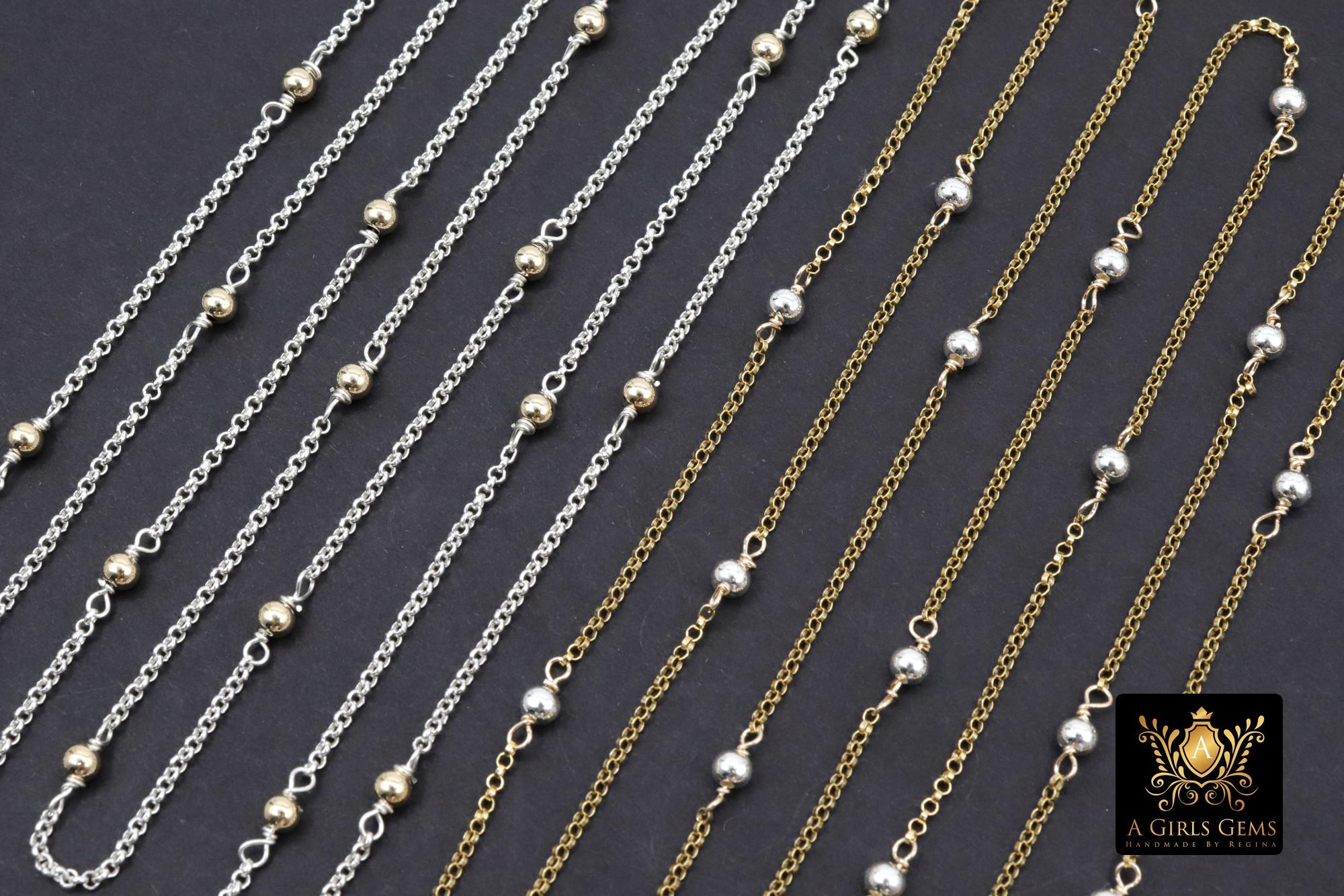 14 K Gold Filled Satellite Chains, Fancy Cable with 3 mm beads CH# 925, 14 20 Unfinished By Foot