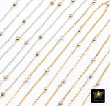 Mixed Metal Satellite Rolo Chains, 925 Sterling Silver Rolo or 14 K Gold Filled 3 mm Beaded CH# 924, Two Tone Unfinished By Foot CH# 889