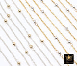 Mixed Metal Satellite Rolo Chains, 925 Sterling Silver Rolo or 14 K Gold Filled 3 mm Beaded CH# 924, Two Tone Unfinished By Foot CH# 889