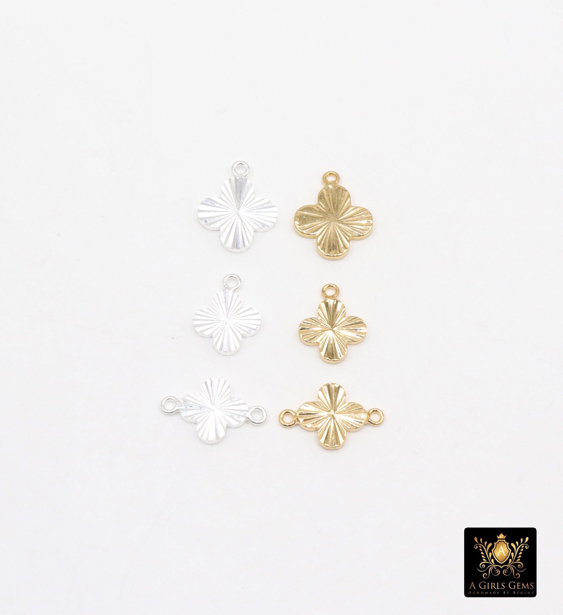 14 K Gold Filled Clover Charms or Connectors, 925 Sterling Silver 7 mm Links # 3843, 8 mm Quatrefoil Linkss, Permanent Jewelry