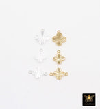 14 K Gold Filled Clover Charms or Connectors, 925 Sterling Silver 7 mm Links # 3843, 8 mm Quatrefoil Linkss