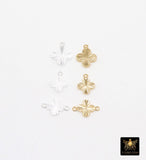 14 K Gold Filled Clover Charms or Connectors, 925 Sterling Silver 7 mm Links # 3843, 8 mm Quatrefoil Linkss