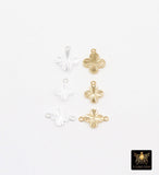 14 K Gold Filled Clover Charms or Connectors, 925 Sterling Silver 7 mm Links # 3843, 8 mm Quatrefoil Linkss