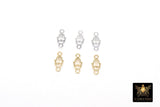 14 K Gold Filled Hamsa Connectors, 925 Sterling Silver Evil Eye Links # 3661, 3.6 x 8.3 mm Tiny Palm Hand Shaped Hand Fatima