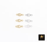 14 K Gold Filled Hamsa Connectors, 925 Sterling Silver Evil Eye Links # 3661, 3.6 x 8.3 mm Tiny Palm Hand Shaped Hand Fatima