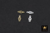 14 K Gold Filled Hamsa Connectors, 925 Sterling Silver Evil Eye Links # 3661, 3.6 x 8.3 mm Tiny Palm Hand Shaped Hand Fatima