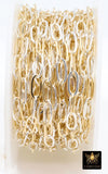 14 K Gold Filled Mixed Metal Paperclip Chain, 8.5 mm Rectangle Drawn CH# 891, 925 Sterling Silver Oval Chains CH# 756