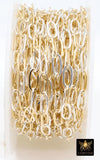 14 K Gold Filled Mixed Metal Paperclip Chain, 8.5 mm Rectangle Drawn CH# 891, Two Tone 925 Sterling Silver CH# 756