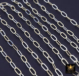 14 K Gold Filled Mixed Metal Paperclip Chain, 8.5 mm Rectangle Drawn CH# 856, 925 Sterling Silver Oval Chains CH# 756