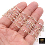 14 K Gold Filled Mixed Metal Paperclip Chain, 8.5 mm Rectangle Drawn, 925 Sterling Silver Oval Chains, Gold and Silver Mixed Chains