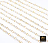 14 K Gold Filled Figaro Chains, 6.2 mm 925 Sterling Silver Unfinished Paperclip By The Foot CH# 845, Long and Short Rolo Link Chains