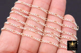 14 K Gold Filled Figaro Chains, 6.2 mm 925 Sterling Silver Unfinished Paperclip By The Foot CH# 845, Long and Short Rolo Link Chains