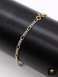14 K Gold Filled Figaro Chain Link Necklace, 925 Sterling Silver Mixed Metal Long Short Gold Dainty Chain Bracelet, Waterproof
