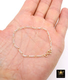 14 K Gold Filled Figaro Chain Link Necklace, 925 Sterling Silver Mixed Metal Long Short Gold Dainty Chain Two Tone Bracelet, Waterproof