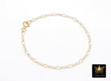 14 K Gold Filled Figaro Chain Link Necklace, 925 Sterling Silver Mixed Metal Long Short Gold Dainty Chain Two Tone Bracelet, Waterproof