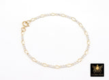 14 K Gold Filled Figaro Chain Link Necklace, 925 Sterling Silver Mixed Metal Long Short Gold Dainty Chain Bracelet, Waterproof