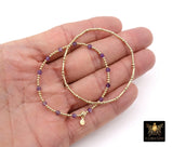 14 K Gold Filled Beaded Amethyst Stretchy Bracelet, Dainty Tube Purple Gemstone Stacking, Handmade February Birthstone Waterproof Bracelet