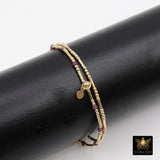 14 K Gold Filled Beaded Pink Tourmaline Stretchy Bracelet, Dainty Tube Gemstone Stacking Bracelet, Handmade
