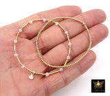 14 K Gold Filled Beaded Opal Stretchy Bracelet, Dainty Tube Gemstone Stacking Bracelet, Handmade October Birthstone Opalite White Bracelet