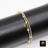 14 K Gold Filled Beaded Opal Stretchy Bracelet, Dainty Tube Gemstone Stacking, Handmade October Birthstone