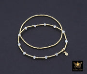 14 K Gold Filled Beaded Opal Stretchy Bracelet, Dainty Tube Gemstone Stacking Bracelet, Handmade October Birthstone Opalite White Bracelet