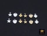 14 K Gold Filled Clover Charms, 925 Sterling Silver 7 mm Hearts # 3843, 6 mm Star Charms