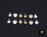 14 K Gold Filled Clover Charms, 925 Sterling Silver 7 mm Hearts # 3653, 6 mm Star Charms