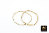 14K Gold Filled Beaded Bracelets, US 14 K GF 2 3 4 5 6 8 mm Beads, Stretchy Beaded