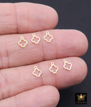 14 K Gold Filled Clover Charms, 6 mm Quatrefoil Charms # 3647, 925 Sterling Silver 7 mm Quatrefoil Charms