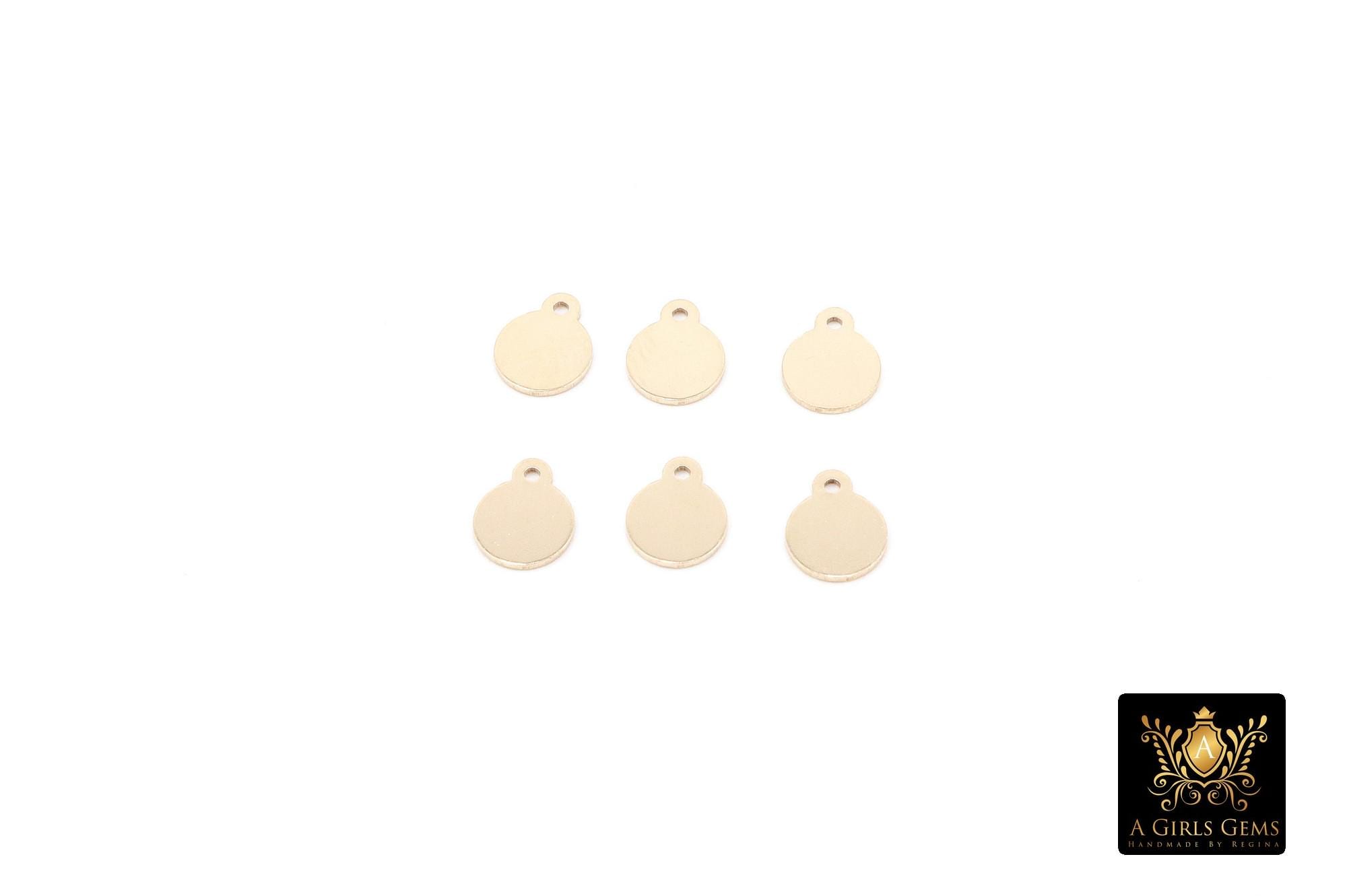 14 K Gold Filled Round Disc Charms, 5 mm Tiny Flat Gold Blanks # 3132, Minimalist 14 20 Jewelry