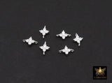 925 Sterling Silver CZ Clover Connectors, 14 K Gold Filled 6 mm Cubic Zirconia Quatrefoil Perpendicular Links # 3668, Minimulist