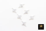 925 Sterling Silver CZ Clover Connectors, 6 mm Cubic Zirconia Silver Quatrefoil Links # 3900, Minimulist Jewelry
