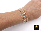 14 K Gold Filled Figaro Chain Link Necklace, 925 Sterling Silver Mixed Metal Long Short Gold Dainty Chain Two Tone Bracelet, Waterproof