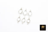Silver Clear Teardrop Connectors, Gold Over 925 Sterling Silver Charms # 3663, Oval Clear Crystal Quartz Links