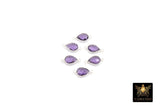 Silver Purple Teardrop Connectors, 925 Sterling Silver Links # 3225, Oval Amethst Links