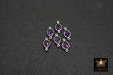 Silver Purple Teardrop Connectors, 925 Sterling Silver Links # 3225, Oval Amethst Links