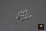 925 Silver Amethst Teardrop Connectors, 925 Sterling Silver Links # 3662, Oval Purple Links